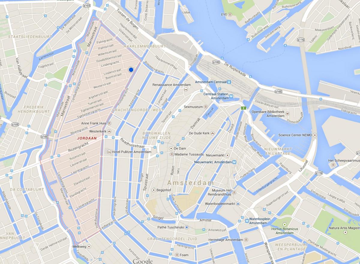 kaart van de jordaan Amsterdam