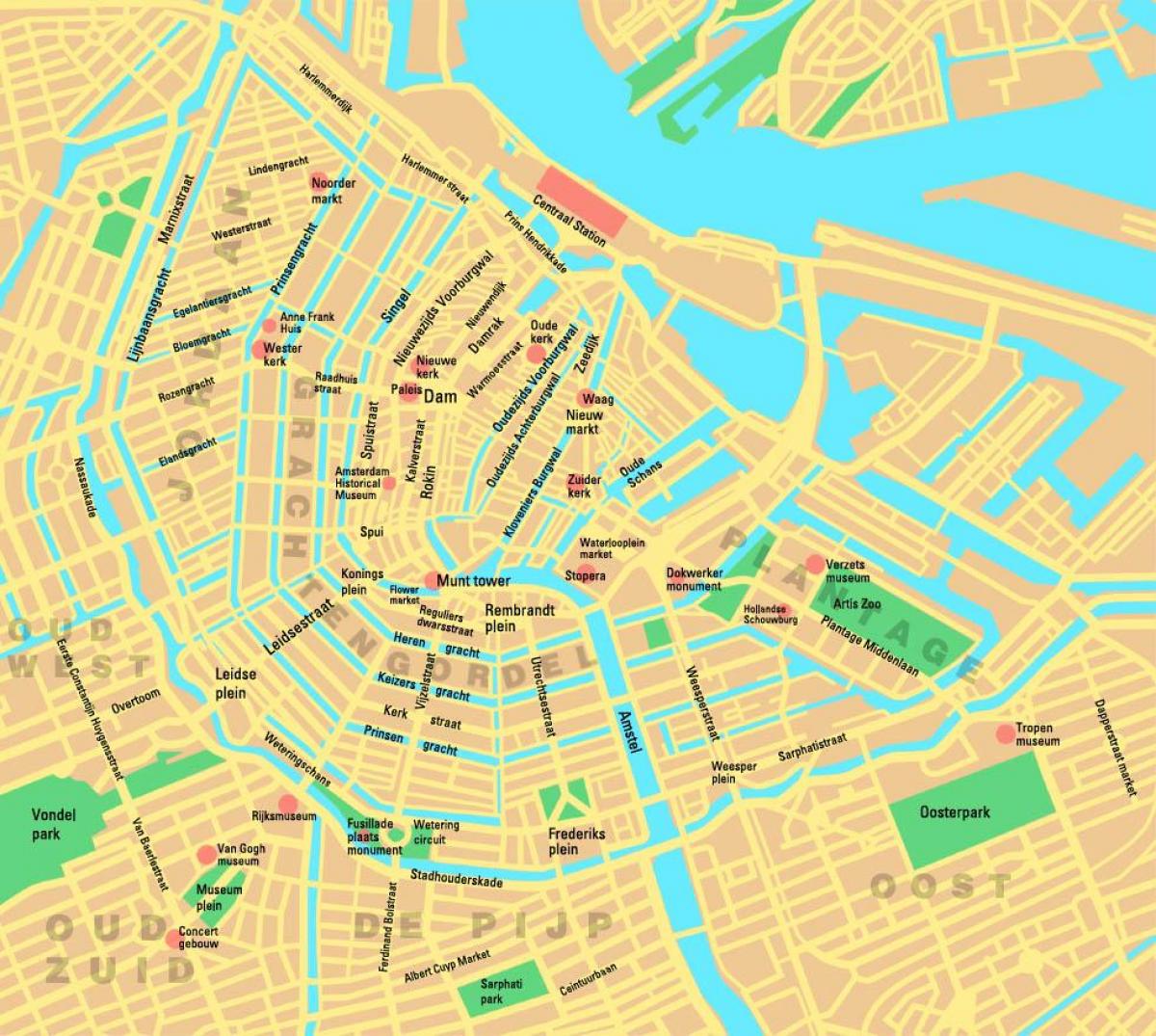 gebieden van Amsterdam kaart