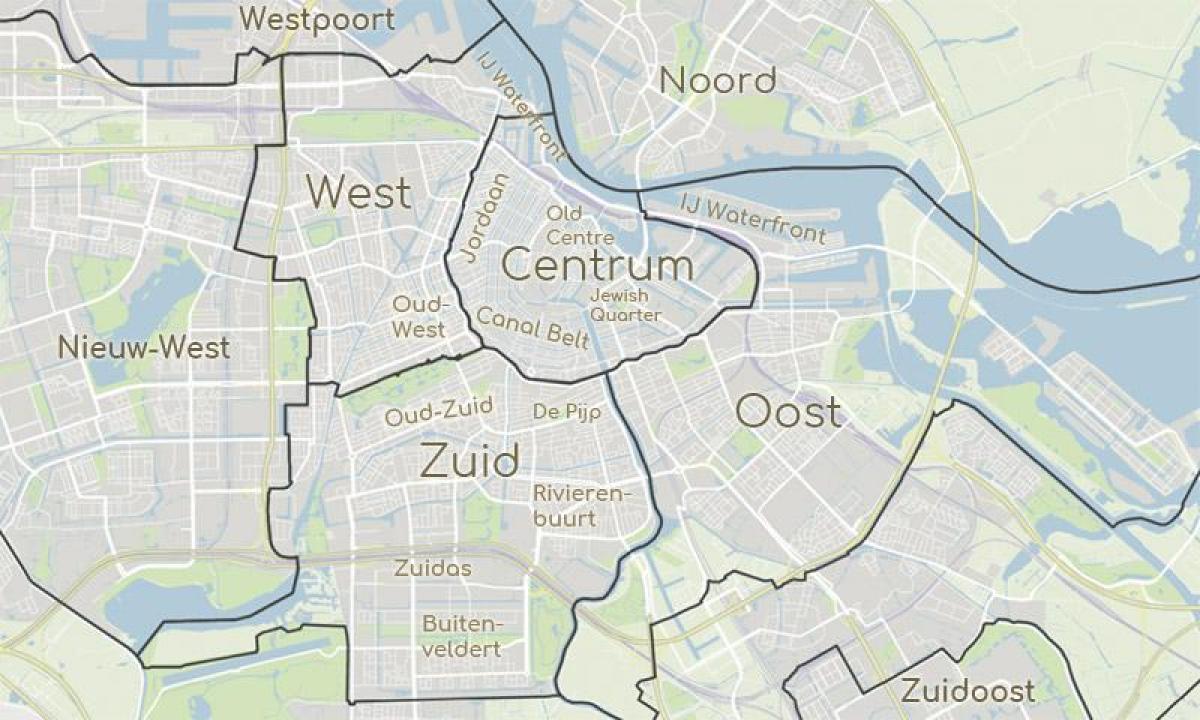 kaart van Amsterdam zien wijken