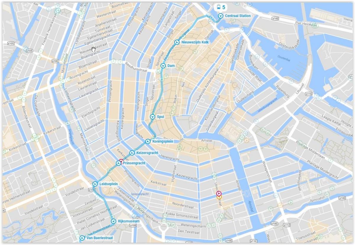 tram 5 Amsterdam route kaart