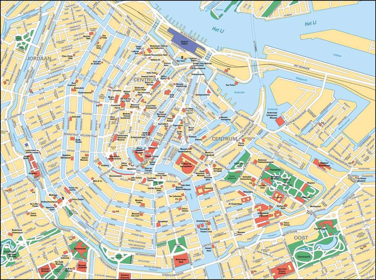 kaart van het centrum van Amsterdam
