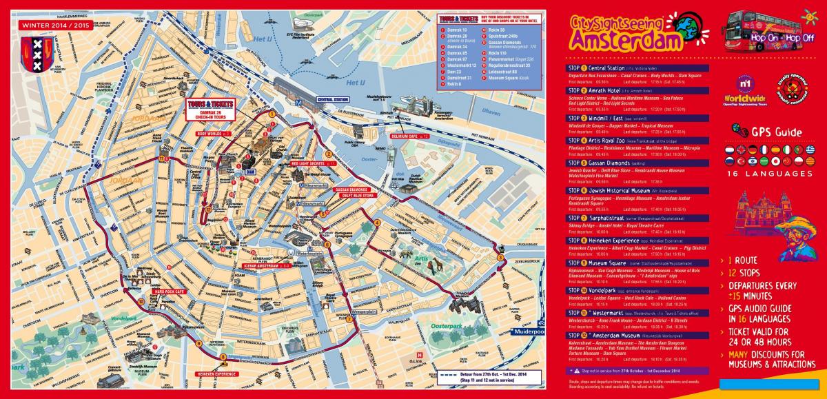 Amsterdam hop-on-hop-off bus kaart