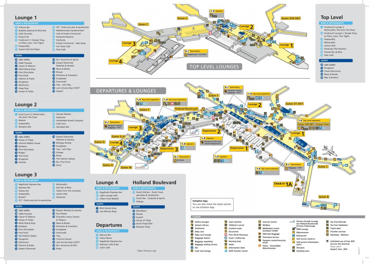 Amsterdam airport shopping kaart