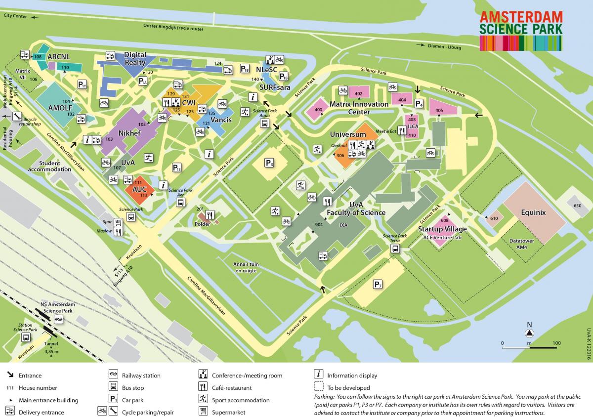 kaart van het science park Amsterdam